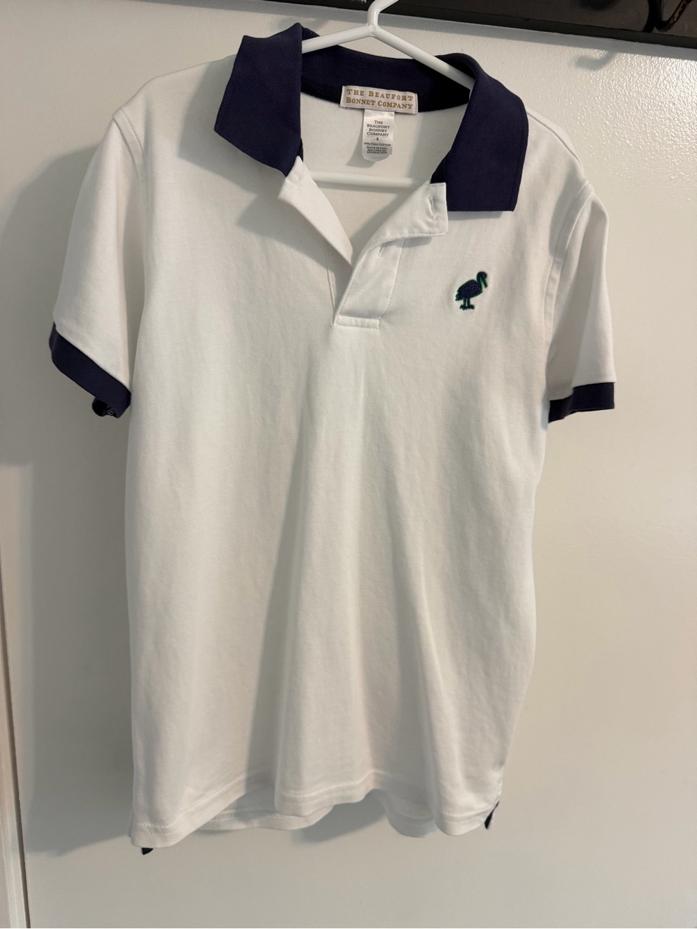 The Beaufort Bonnet Company White Polo with Navy Collar